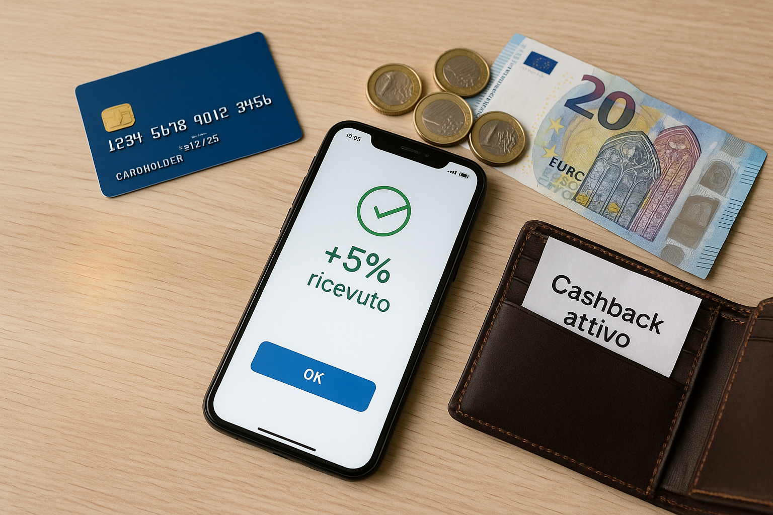 Come usare il cashback per risparmiare davvero Smartphone con app di cashback attiva, portafoglio e banconote: come usare il cashback per risparmiare davvero