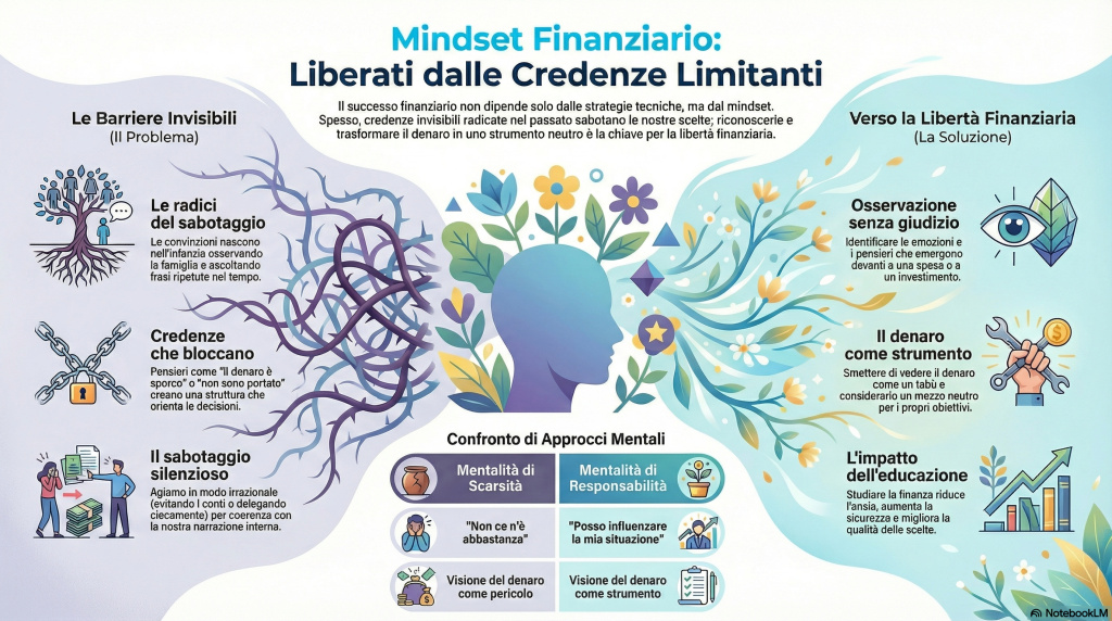 Come eliminare le credenze limitanti sul denaro - infografica